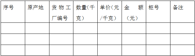 貨物清單及價款表